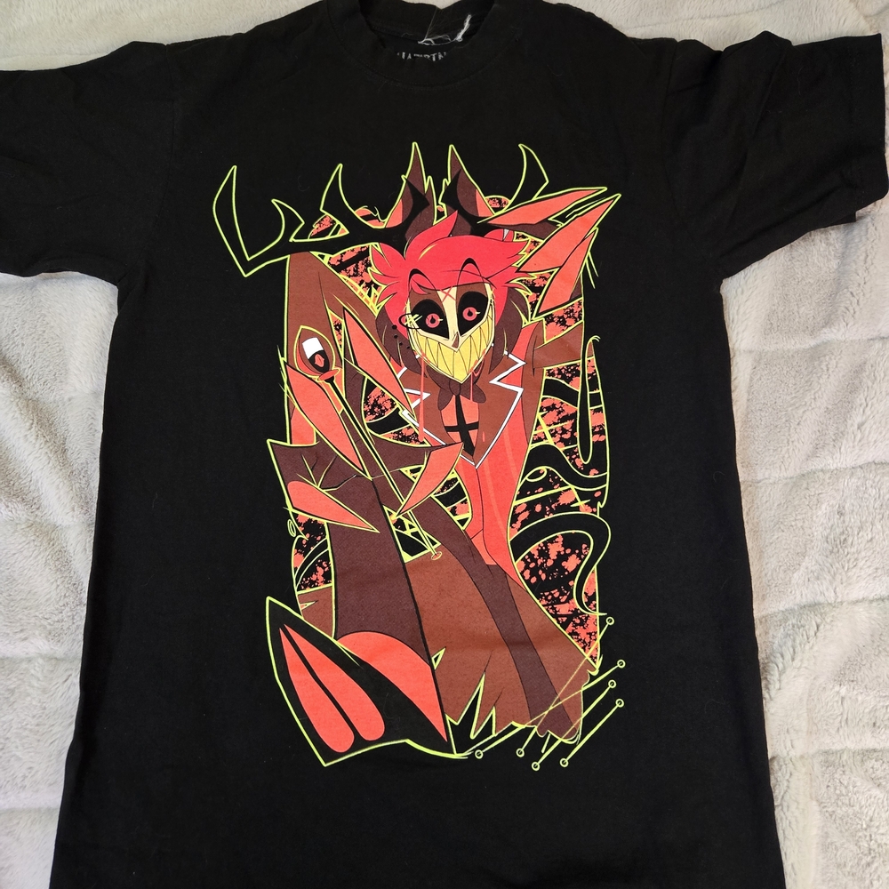 Hot Topic Black Tee with Red and Yellow Graphic